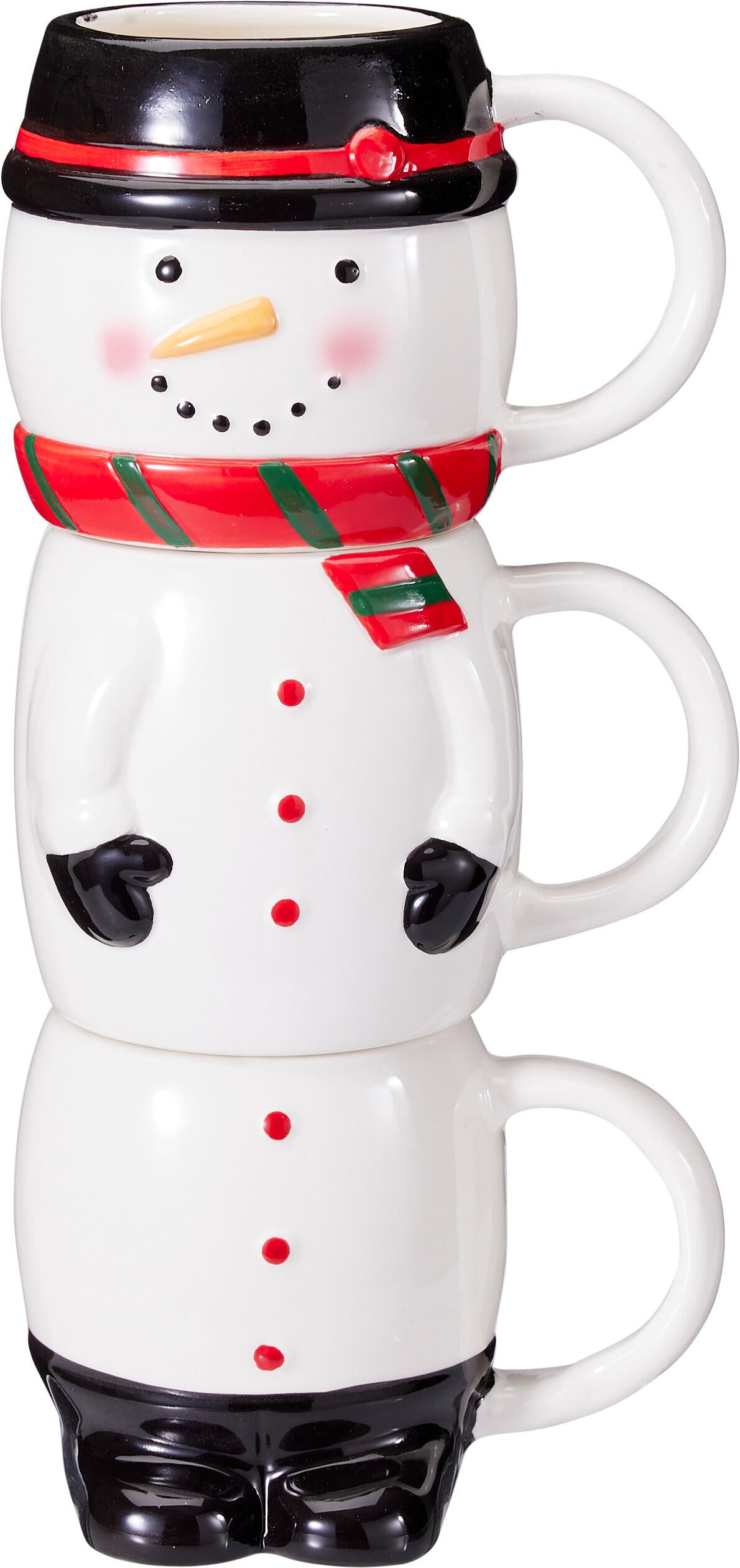 Set de trei cani suprapuse cu design de om de zapada pentru Craciun