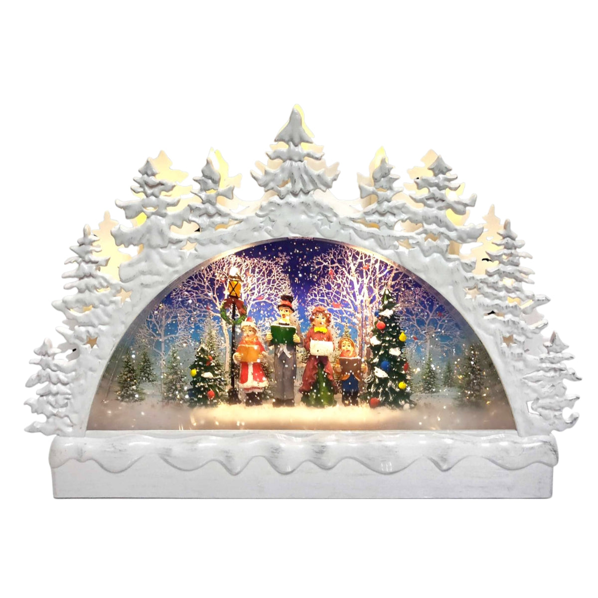 Decoratiune de Craciun cu colindatori vartej de apa si lumini LED de 33 centimetri