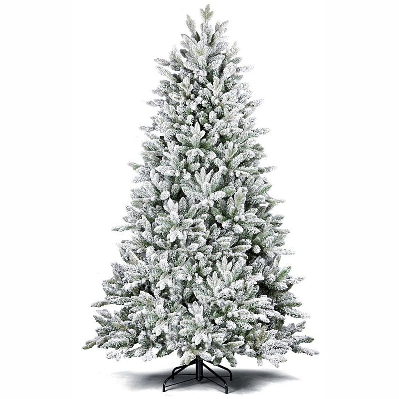 Brad artificial Canberra Premium Flock de 240 cm cu ramuri bogate acoperite de zapada artificiala pentru decorul de Craciun