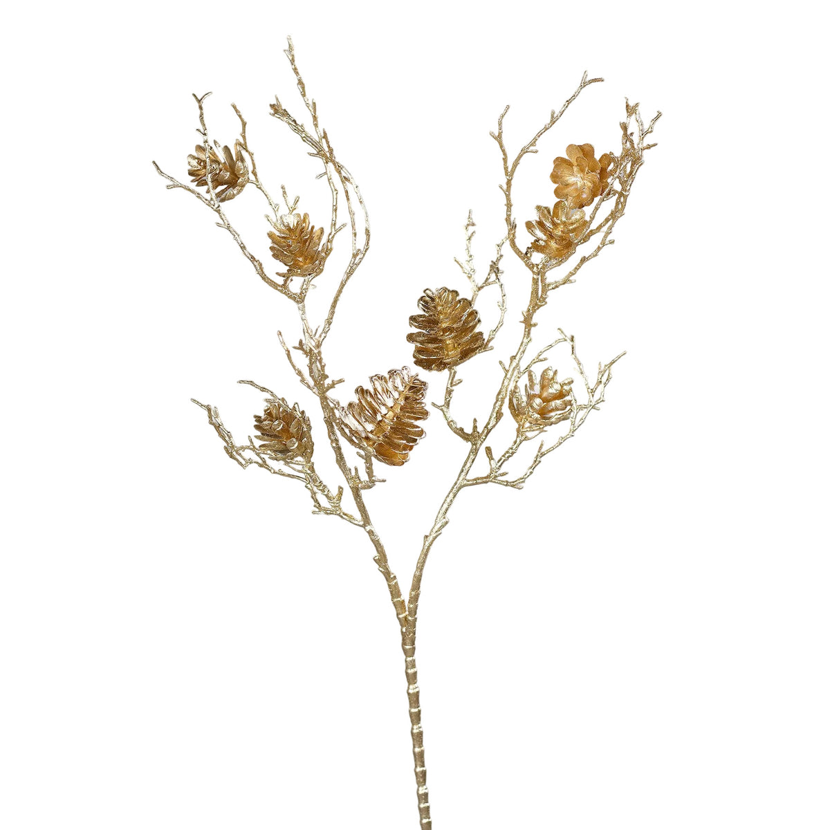 Crenguta artificiala de conifer cu finisaj auriu pentru decoratiuni de Craciun