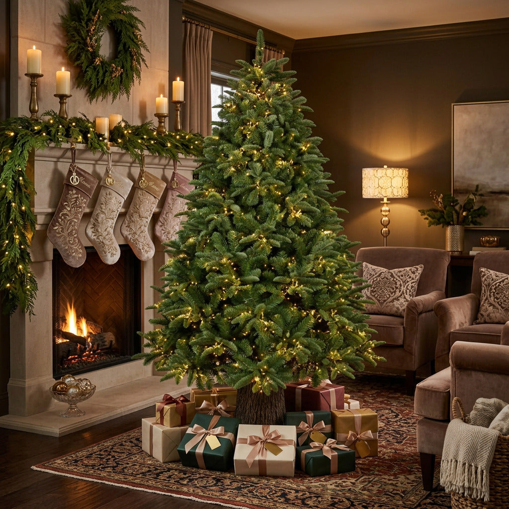 Brad artificial Forest Mountain cu trunchi, LED 210 cm
