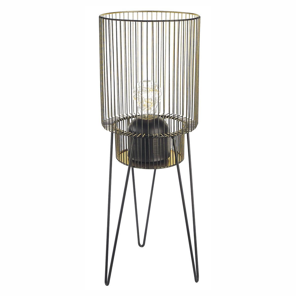 Suport de lumanare metalic inalt de culoare neagra si galbena pentru decor interior