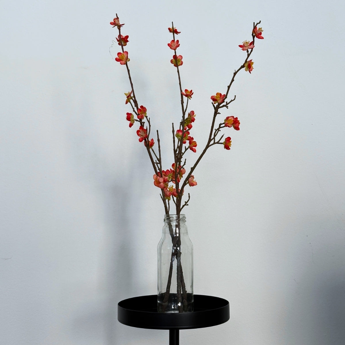 Set 3 crengute de cires artificiale cu flori roz somon, 50 cm