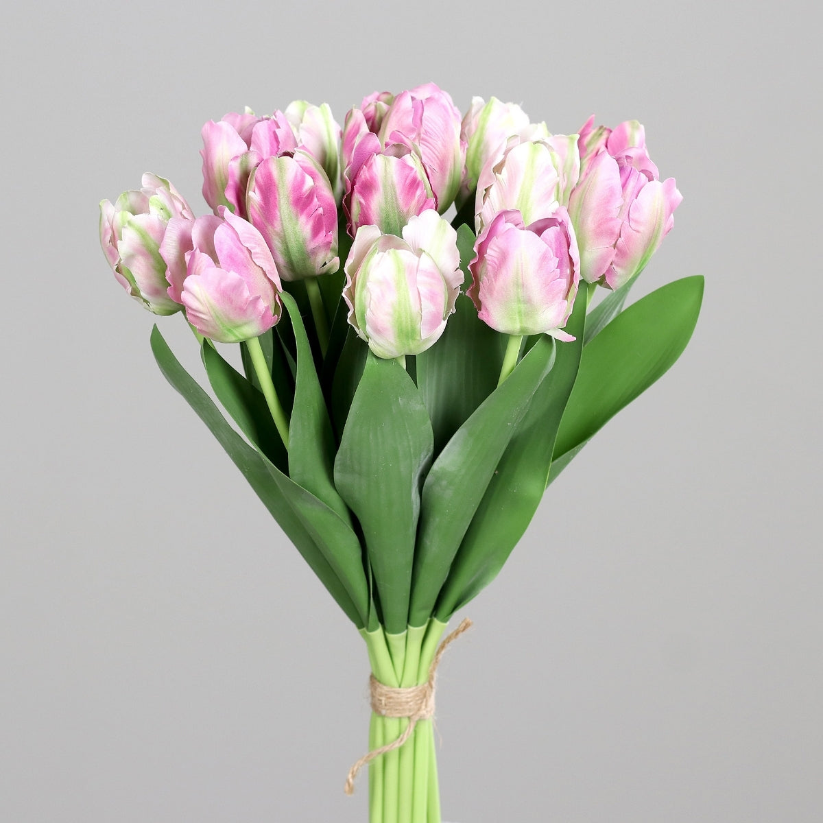 Buchet de 15 lalele artificiale roz si mov, 41 cm