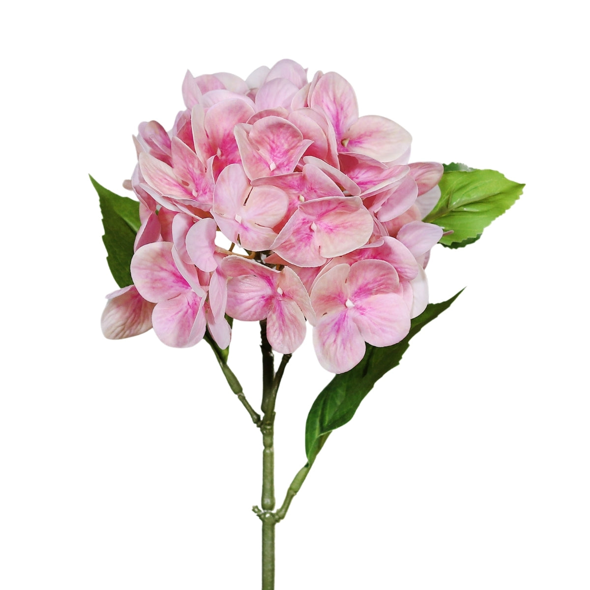 Hortensie artificiala la fir, culoare roz, 32 cm