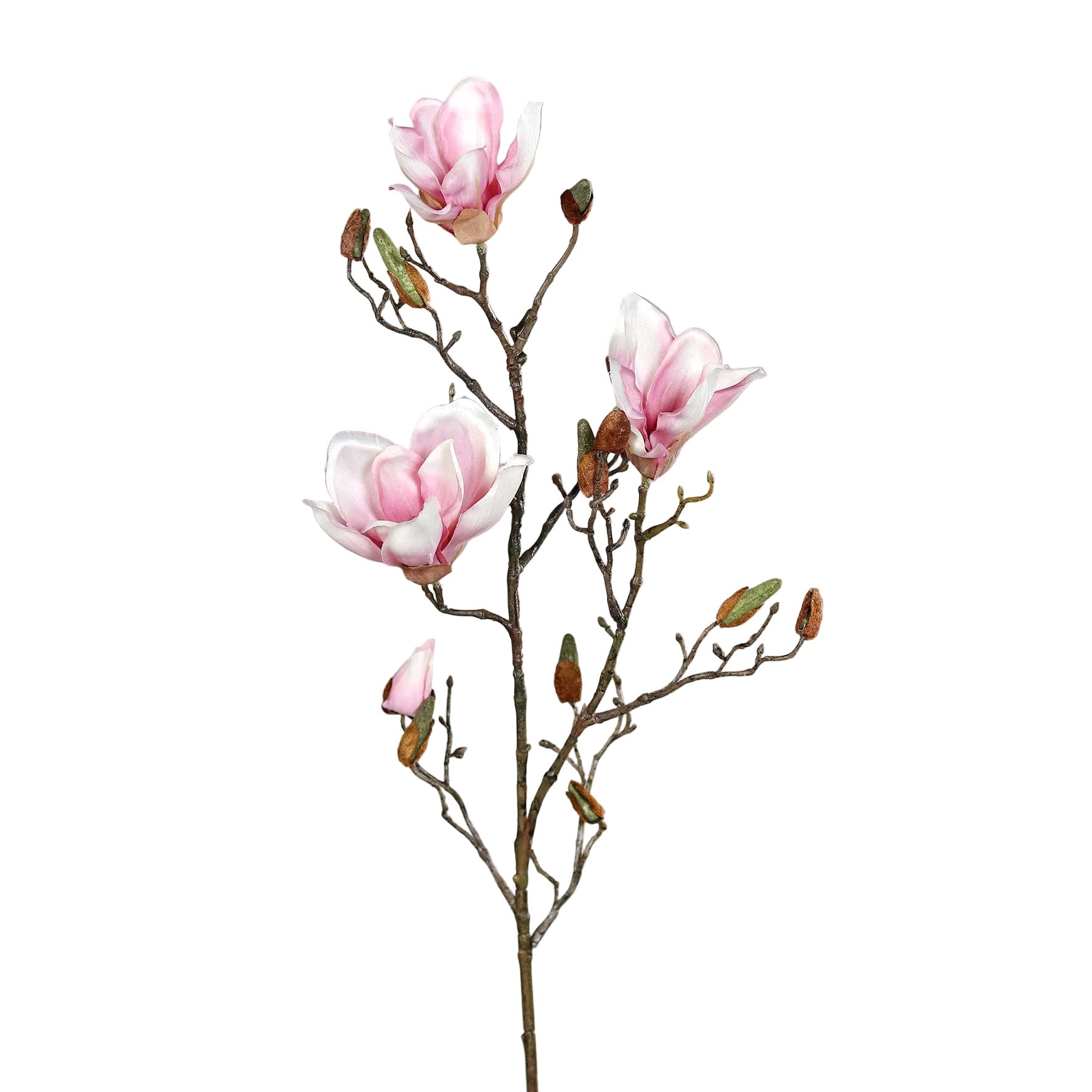 crenguta artificiala de magnolie roz deschis cu tulpina lunga de 87 cm