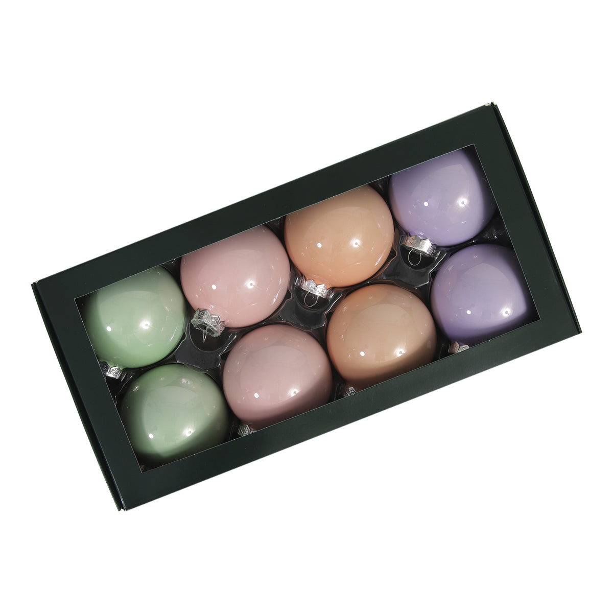 Set de opt globuri din sticla cu finisaj opac in culori pastelate pentru bradul de Craciun