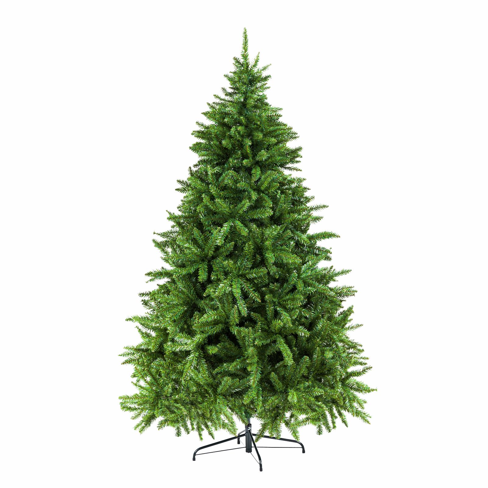Brad artificial verde model Washington Standard cu inaltimea de 210 cm montat pe suport metalic pentru decor de Craciun