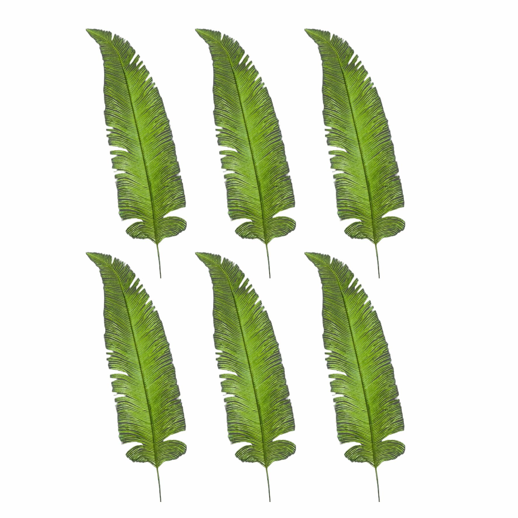 Set sase frunze artificiale decorative verzi 60 cm