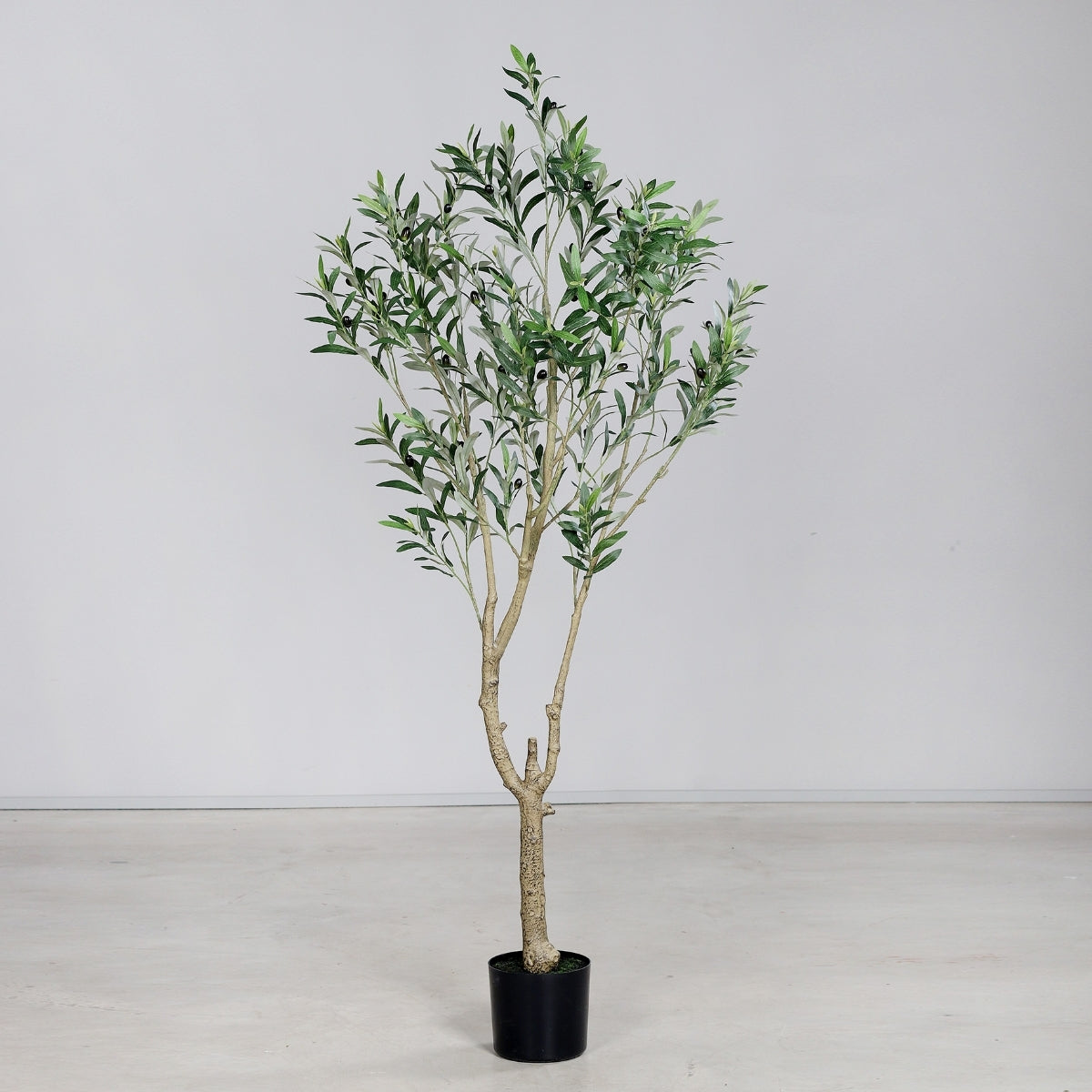 Arbust decorativ artificial maslin cu fructe in ghiveci de plastic negru, 185 cm