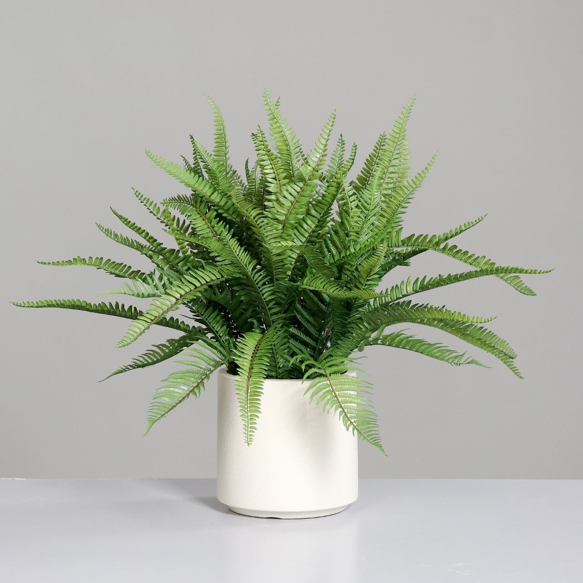 Feriga artificiala in tufa, in vas alb de plastic, 70 cm