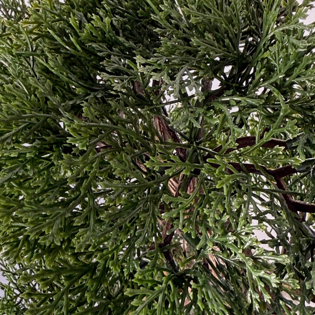 Bonsai artificial ienupar, in vas ceramic gri, 48 cm
