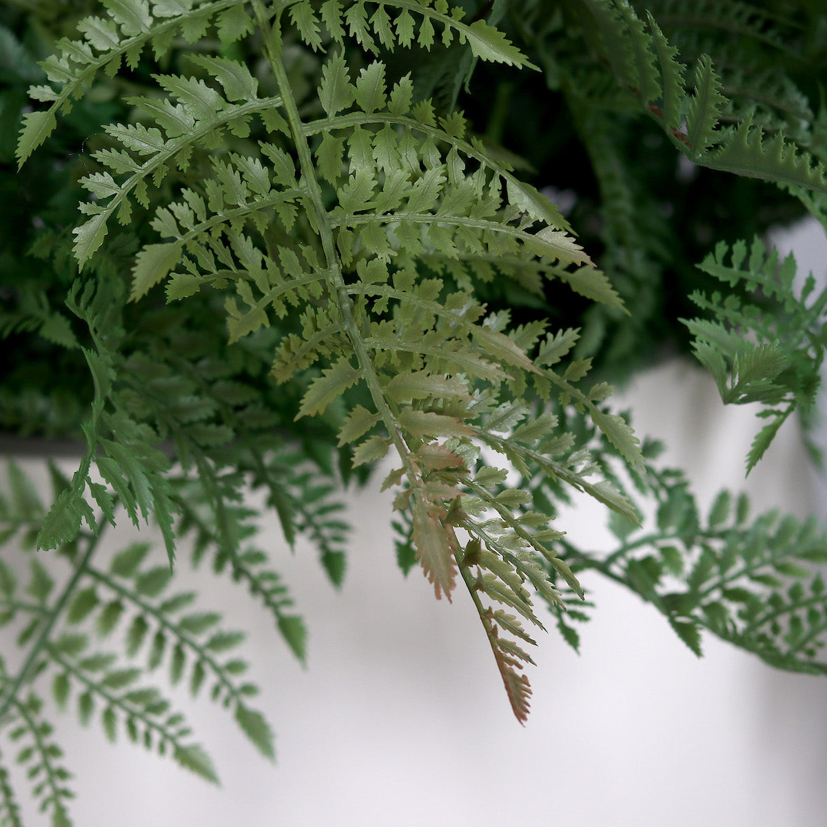 Feriga artificiala in tufa, in vas de plastic alb, 70 cm