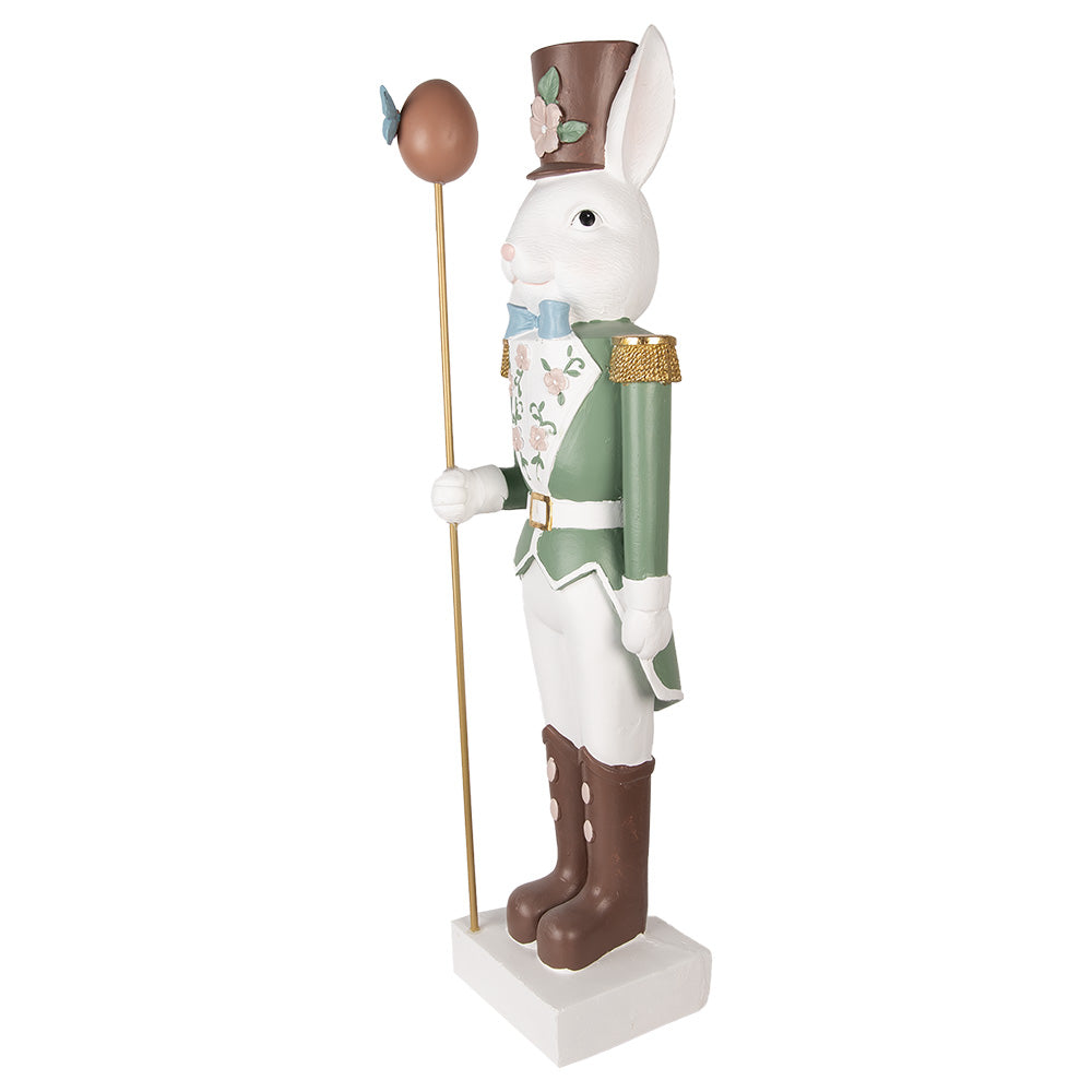 Decoratiune Pasti, iepuras in costum de ofiter, verde, 96 cm