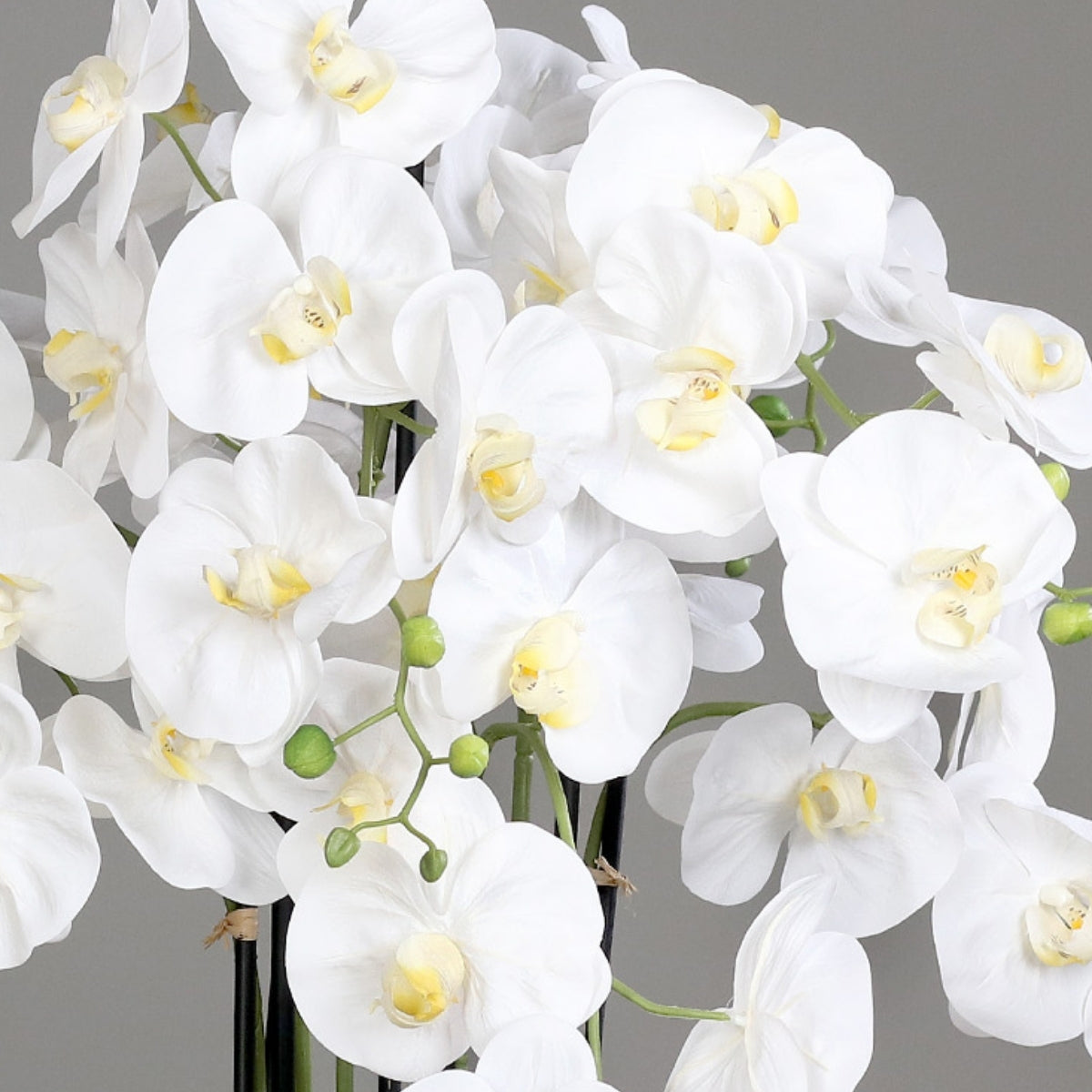 Aranjament cu orhidee artificiala alba in vas ceramic, 90 cm