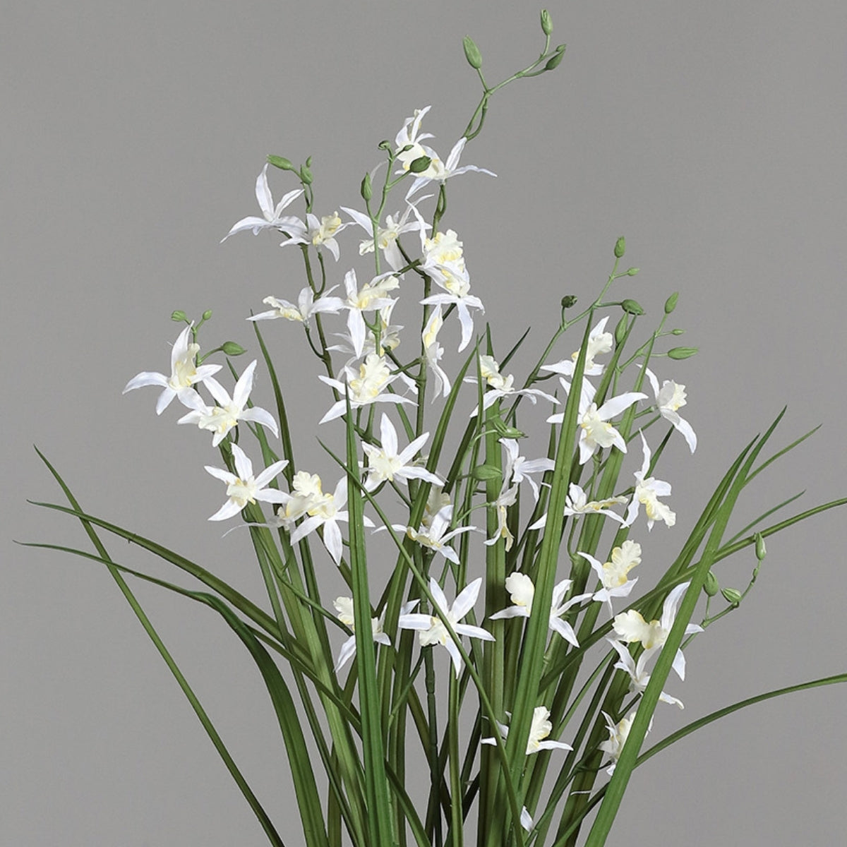 Aranjament cu orhidee artificiala Spider alba in vas ceramic, 92 cm