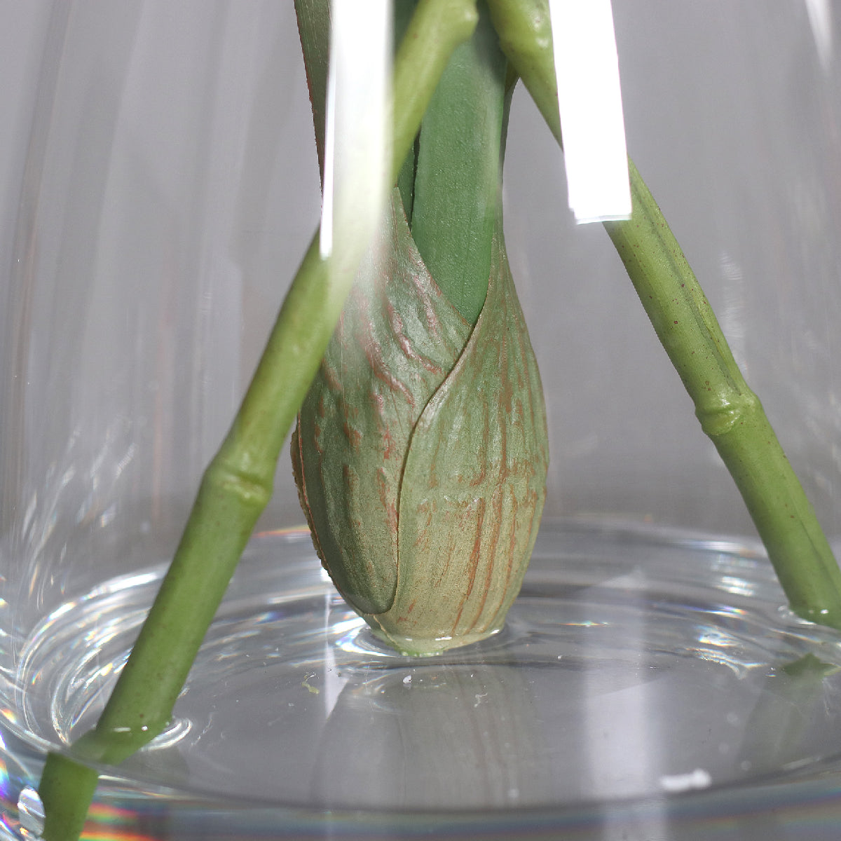 Aranjament premium cu orhidee artificiala Cymbidium roz pal in vas de sticla, 48 cm