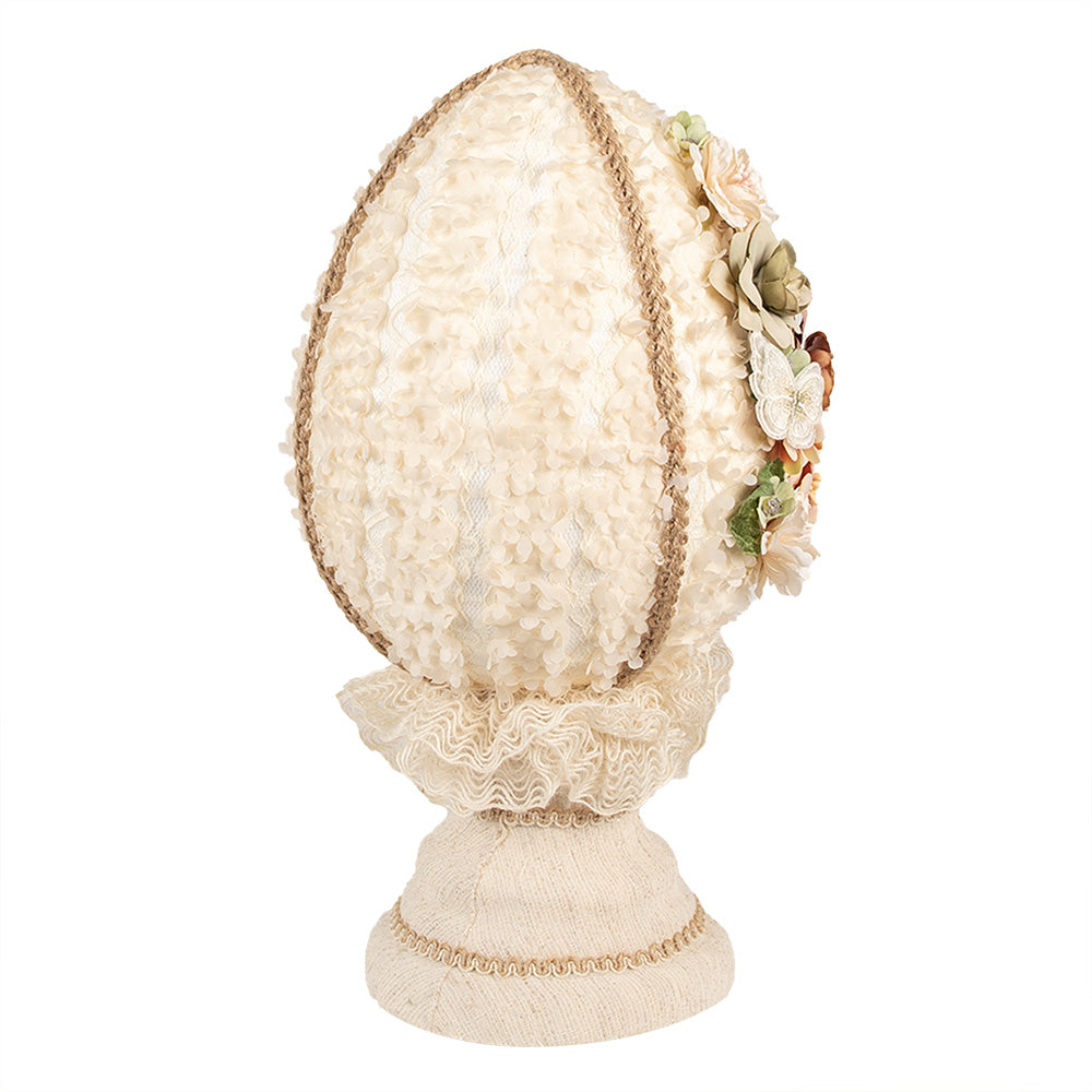 Decoratiune Pasti, ou crem decorat cu flori si fluturasi, 39 cm
