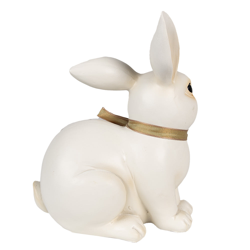 Decoratiune Pasti iepuras alb cu modele florale, 19 cm