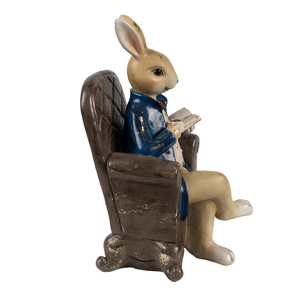 Decoratiune Pasti domn iepuras pe fotoliu, model antichizat, 18 cm