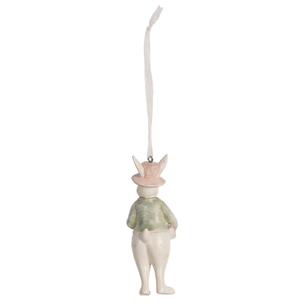 Decoratiune Pasti de agatat iepuras cu joben, 10 cm