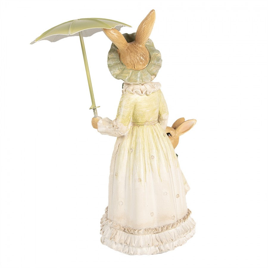 Decoratiune Pasti mama iepuroaica cu puiul, sub umbreluta, 21 cm