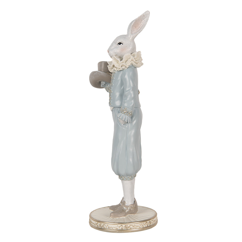 Decoratiune Pasti iepuras in costum bleu, 31 cm