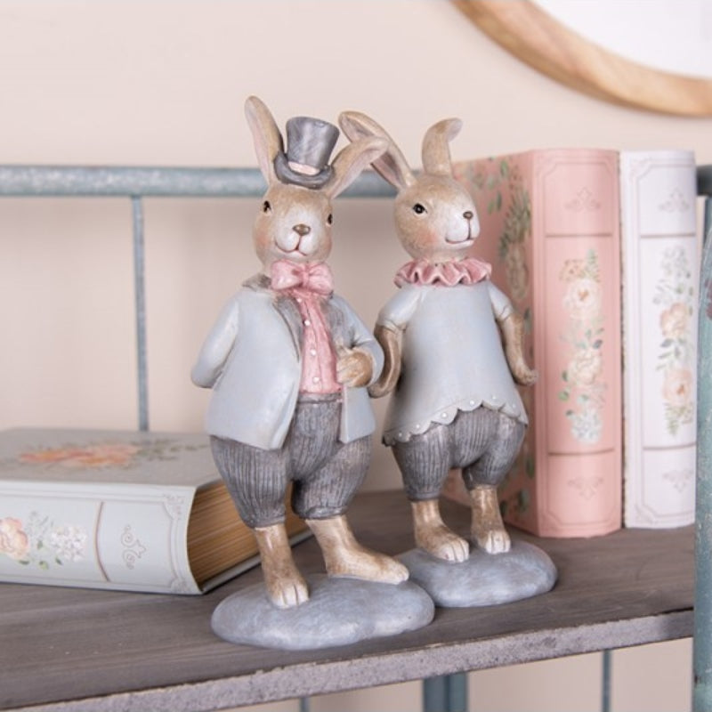Decoratiune Pasti iepure cu joben, stil rustic, 19 cm