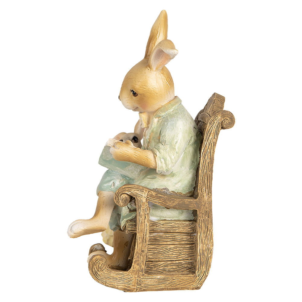 Decoratiune Pasti iepurasi citind o carte, 17 cm