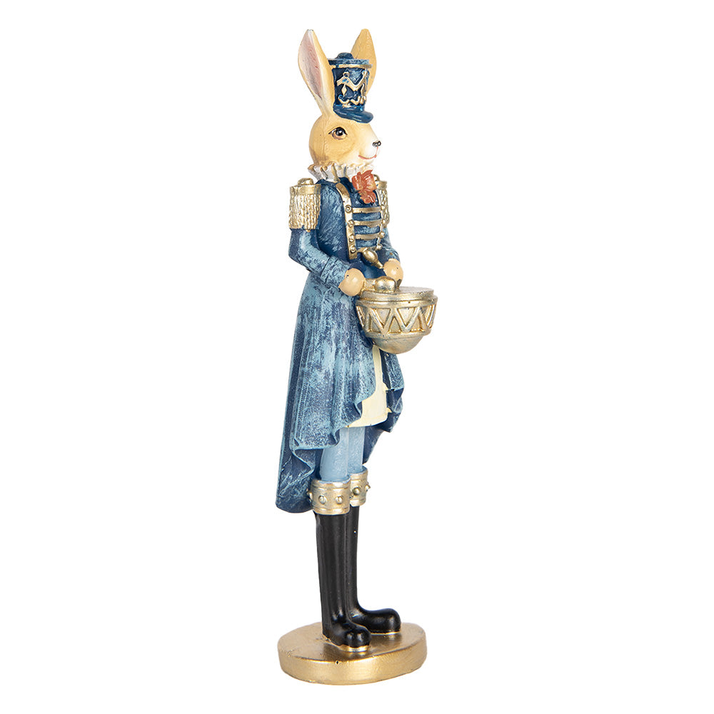 Decoratiune Pasti Doamna iepuras in costum albastru de ofiter, 18 cm