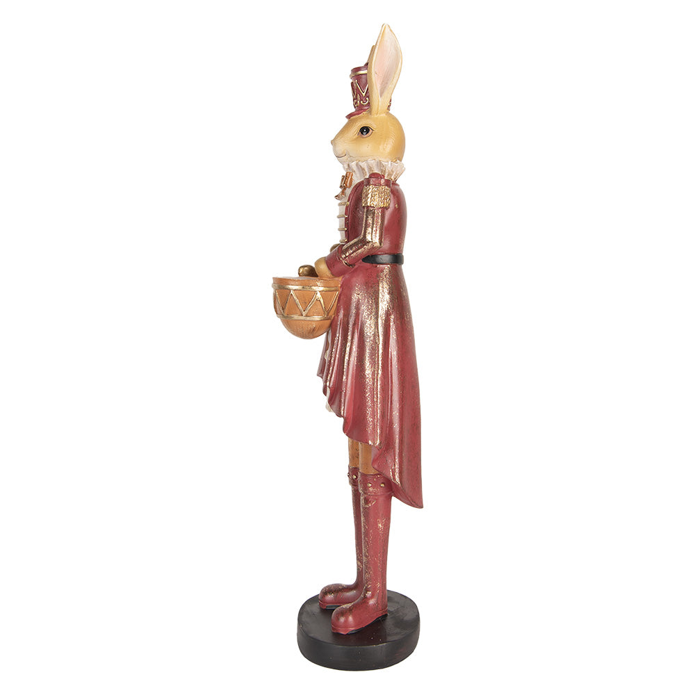 Decoratiune Pasti iepuras in costum rosu de ofiter, 48 cm