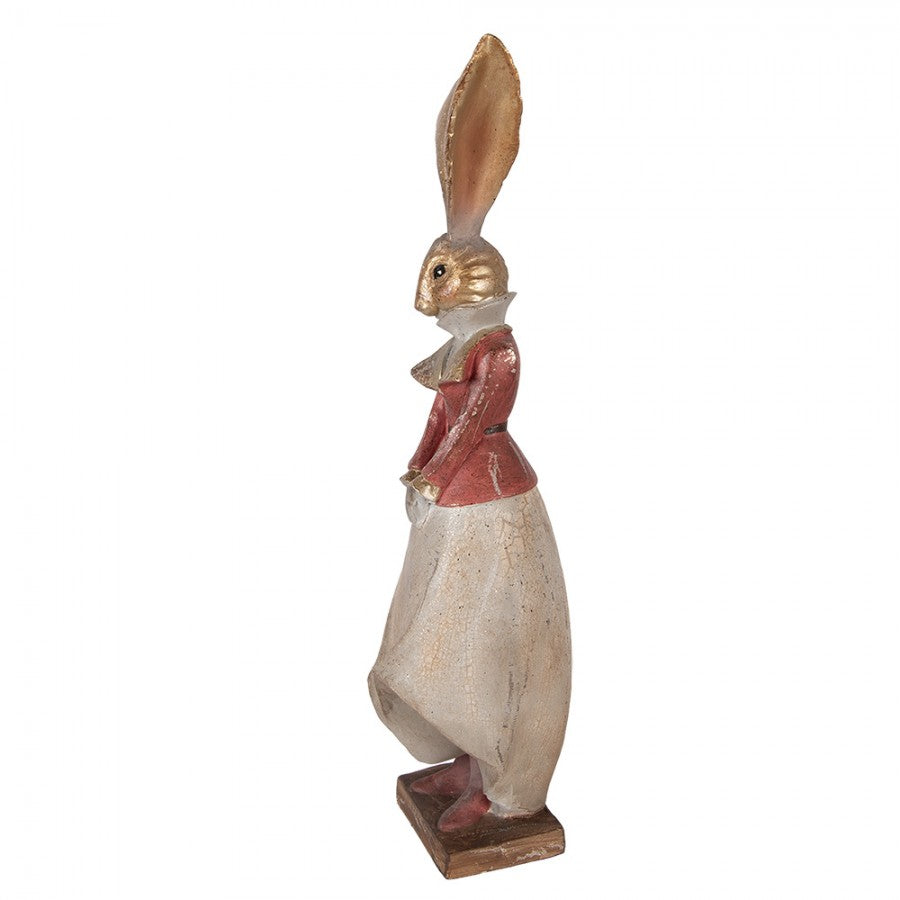 Decoratiune Pasti Doamna Iepuras eleganta, model antichizat, 46 cm