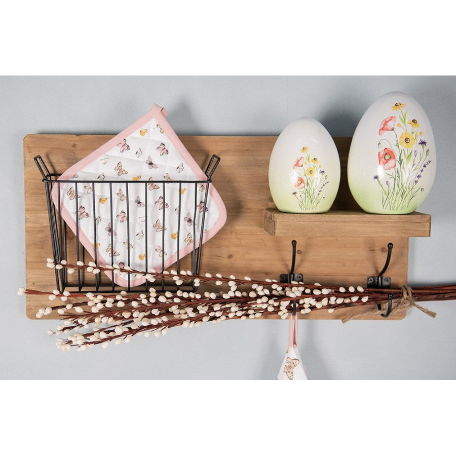 Decoratiune Pasti ou din ceramica cu model floral 14 cm