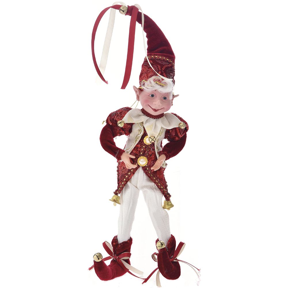 Decoratiune de Craciun sub forma de spiridus de culoare burgundy cu inaltimea de 40 centimetri pentru brad sau masa festiva