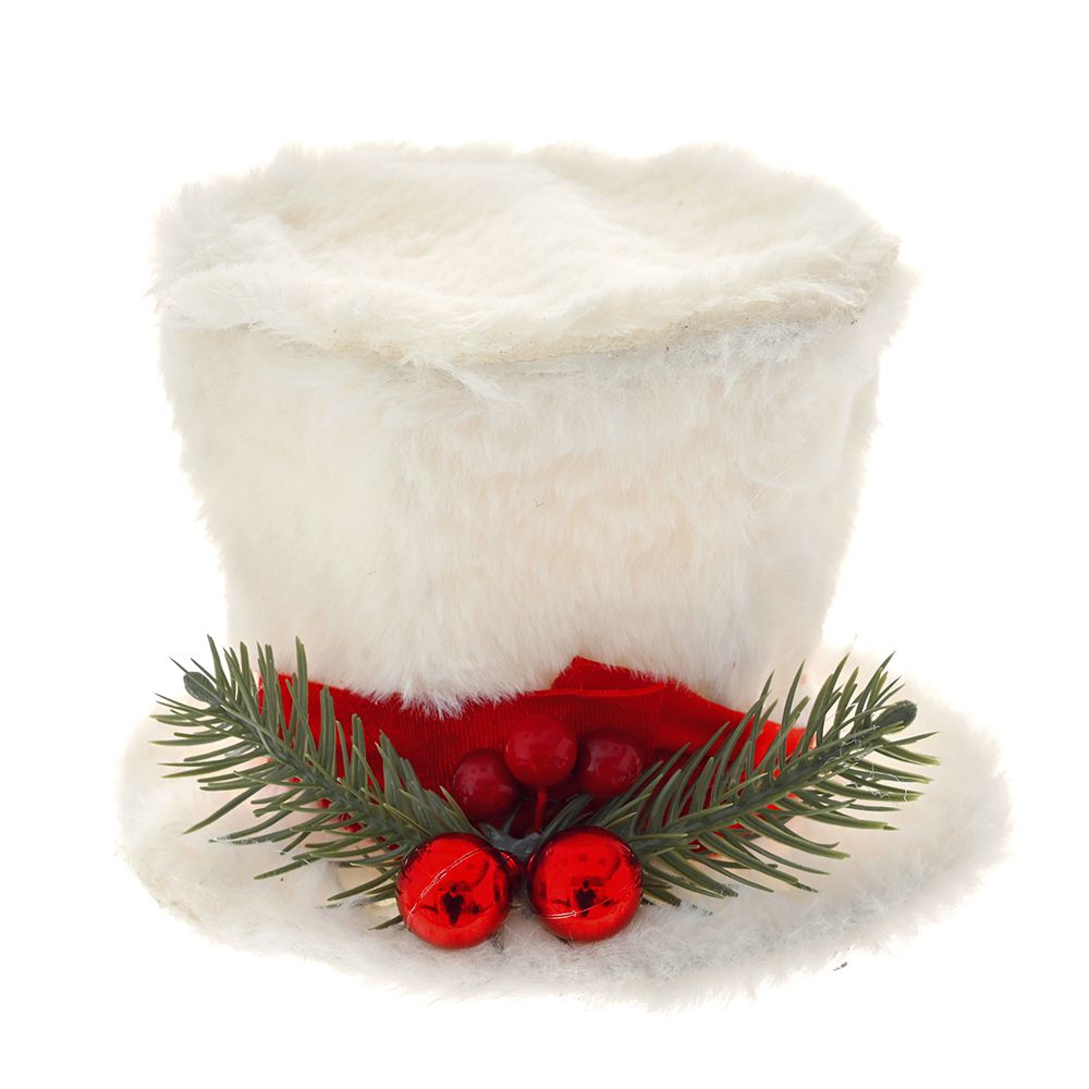 Varf de brad in forma de joben de culoare alba pentru decorul festiv de Craciun