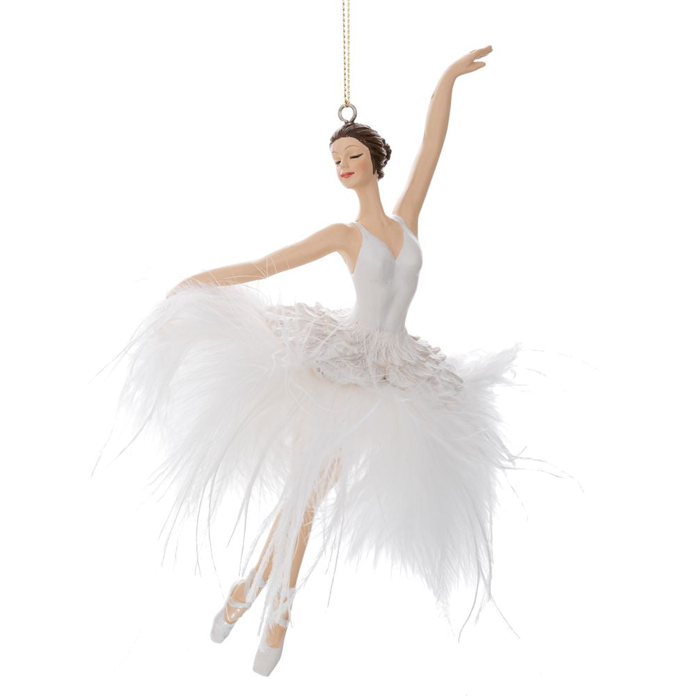 Decoratiune de brad, balerina alba, 20 cm