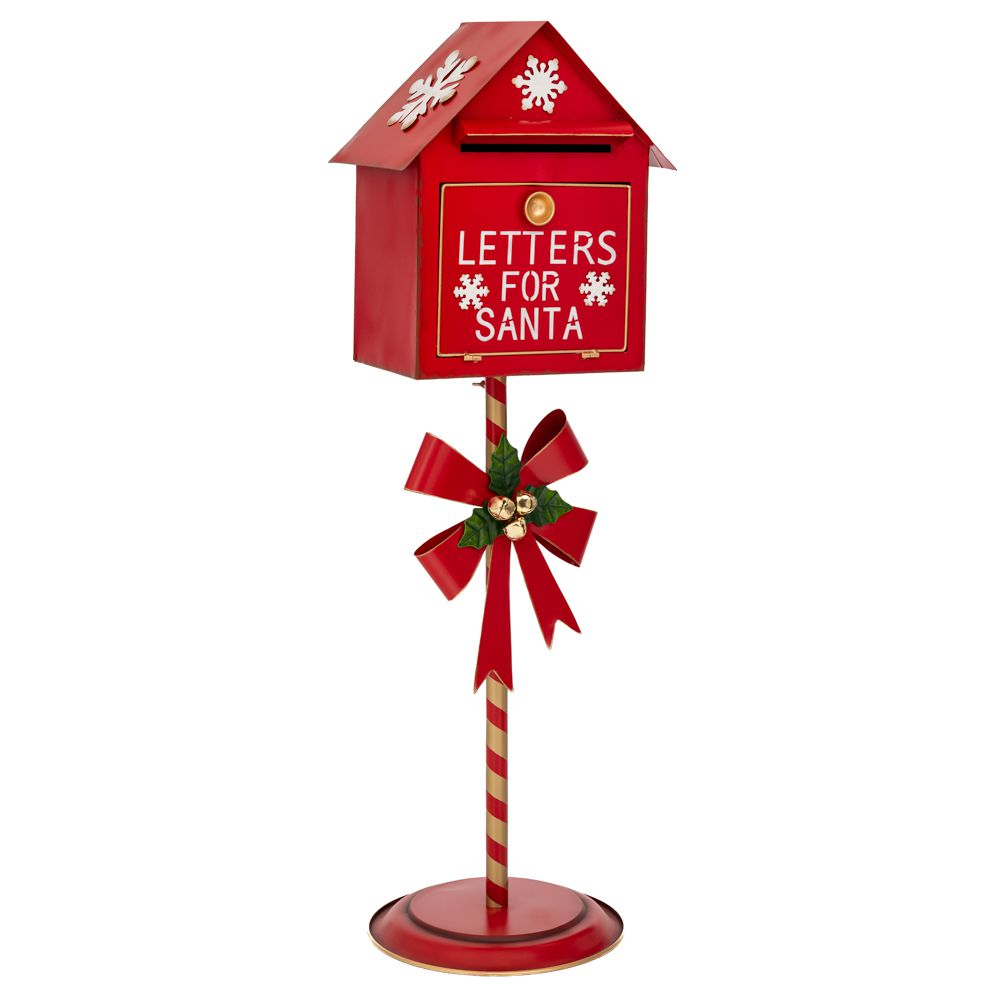 Decoratiune cutie postala Mos Craciun 100 cm