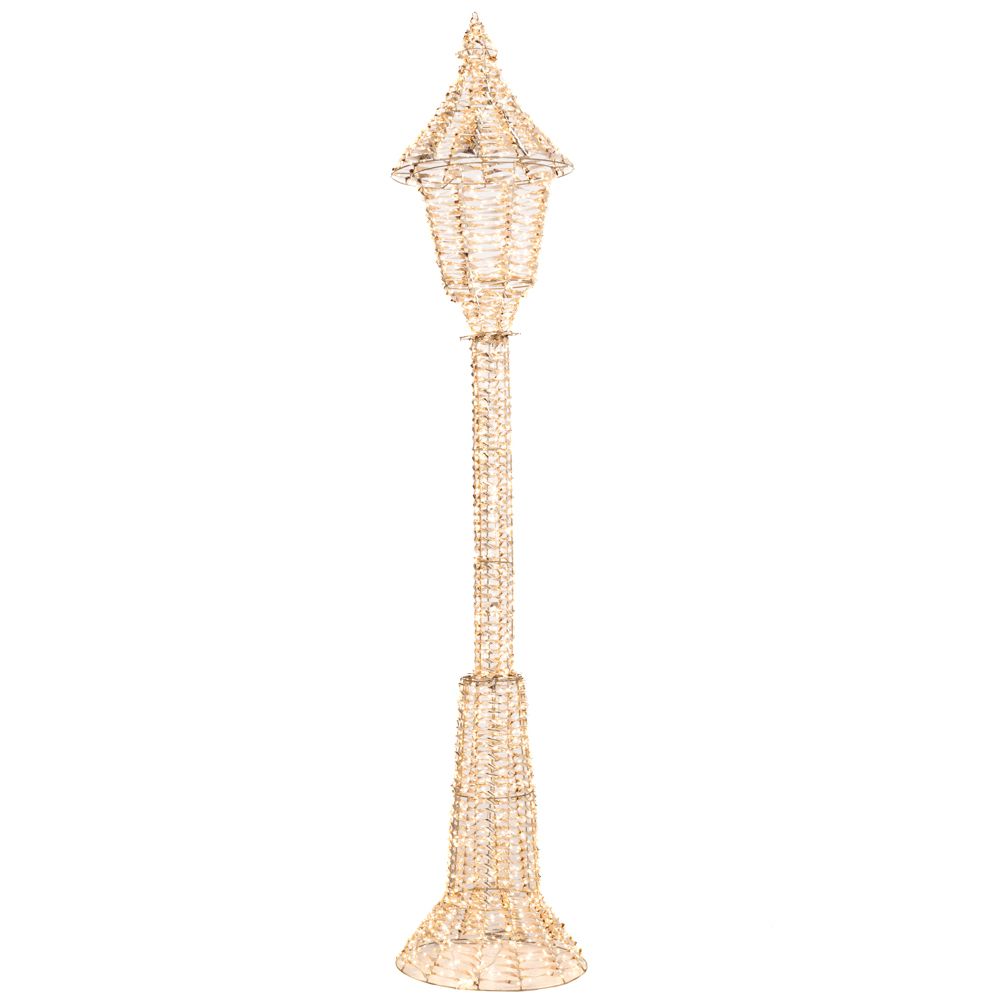 Decoratiune de Craciun tip stalp cu felinar de culoare neagra iluminat intens cu leduri pentru exterior