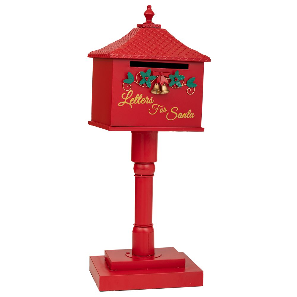 Decoratiune cutie postala Mos Craciun 93.5 cm