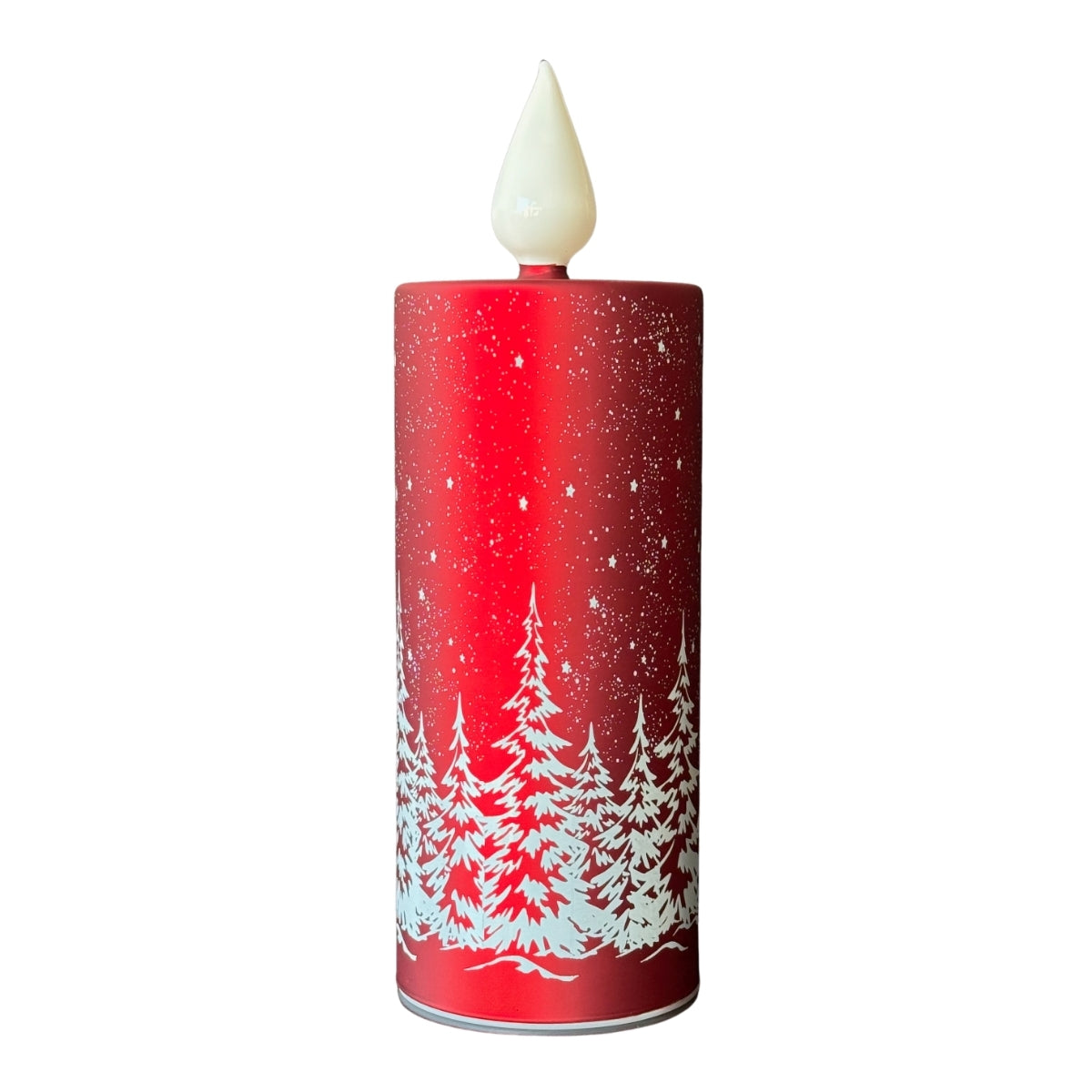 Decoratiune de Craciun luminoasa in forma de lumanare de culoare rosie cu inaltimea de douazeci si sapte centimetri