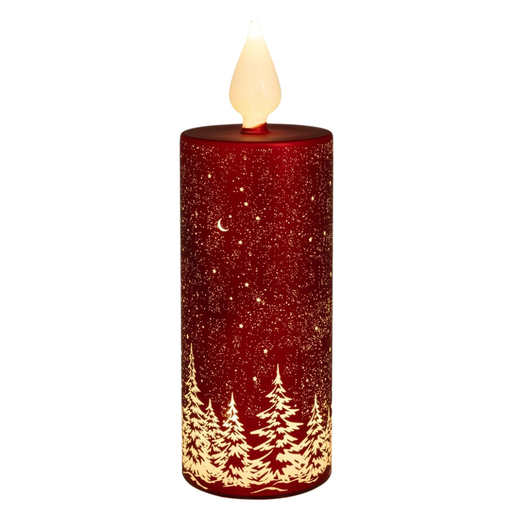 Decoratiune Craciun luminoasa sub forma de lumanare rosie, 27 cm