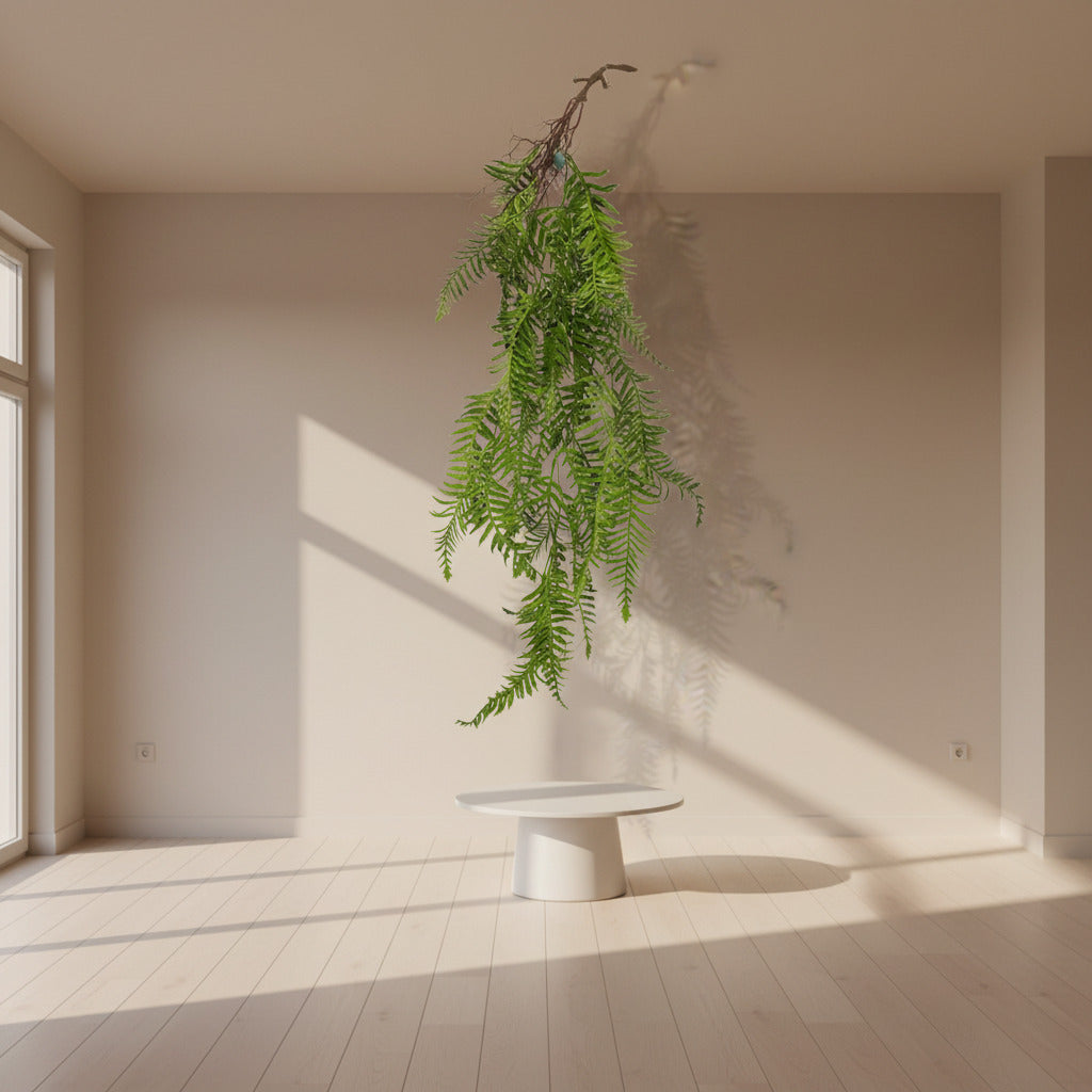 Planta artificiala curgatoare de agatat feriga 90 cm, cu protectie UV si la incendiu