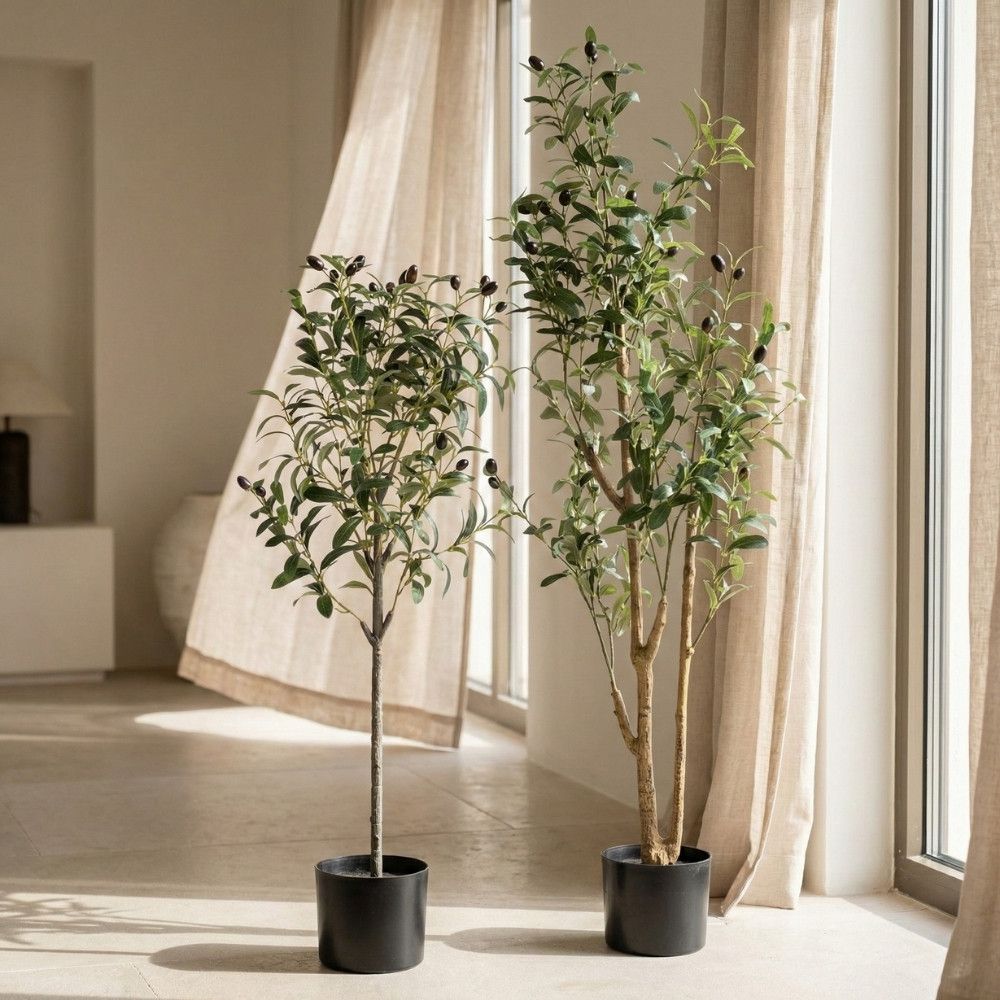 Planta decorativa artificiala maslin in ghiveci negru, 124 cm