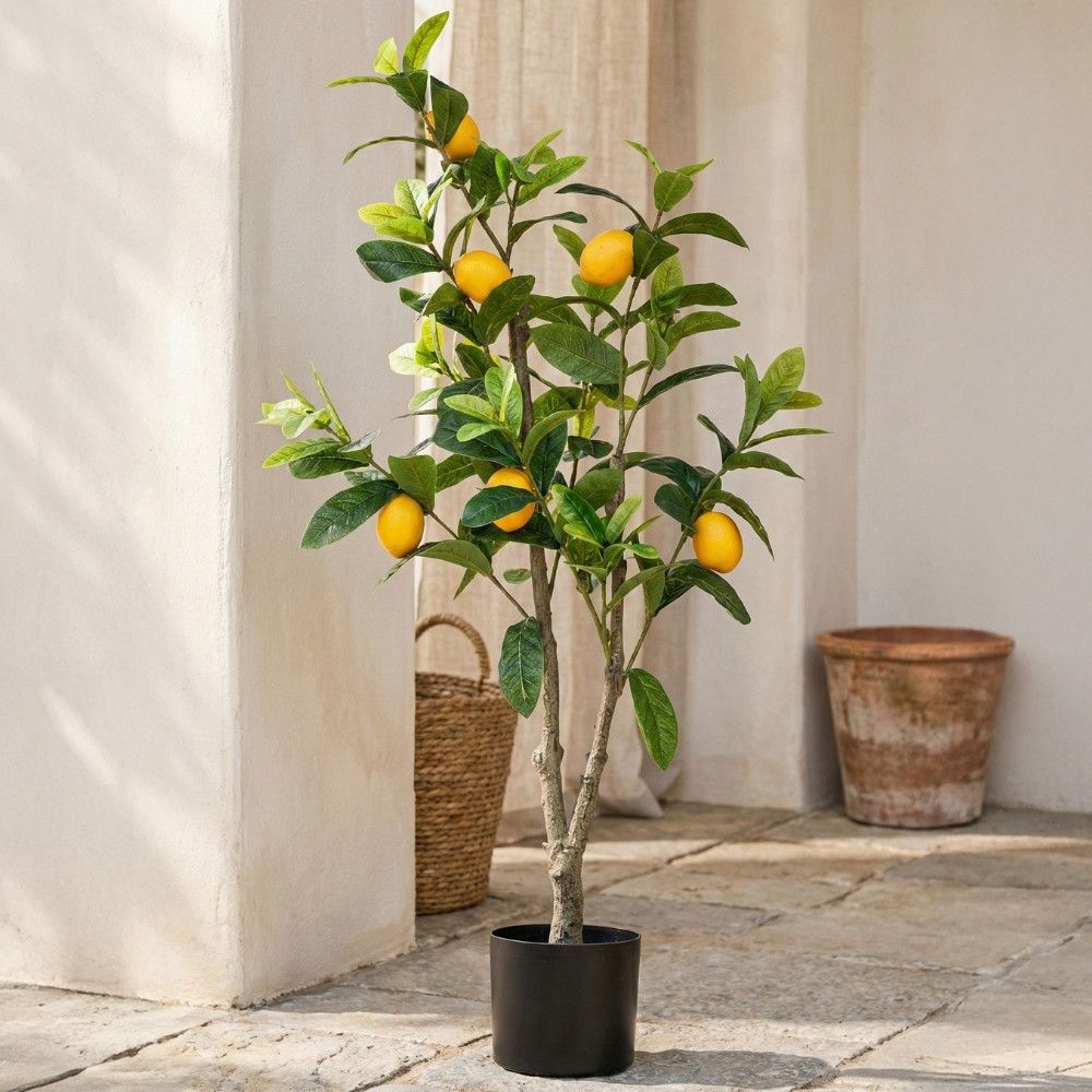 Planta decorativa artificiala lamai in ghiveci negru, 105 cm