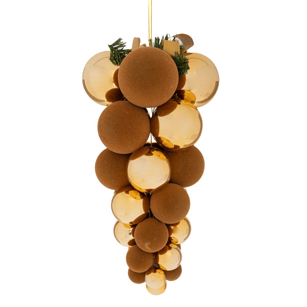 Decoratiune de Craciun suspendata cu globuri maro de 43 cm pentru interior