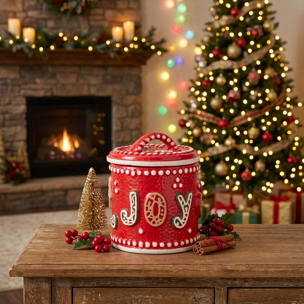 Decoratiune Craciun bol rosu cu capac 16 cm