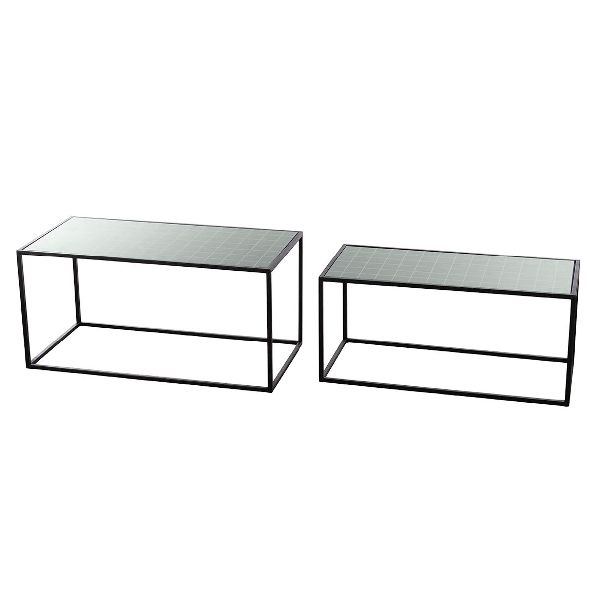 Set doua mese din metal cu blat de sticla de saptezeci si opt centimetri pentru living sau birou