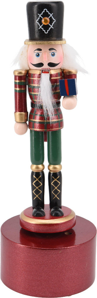 figurina soldat spargator de nuci cu cadou pe cutie muzicala 22 cm