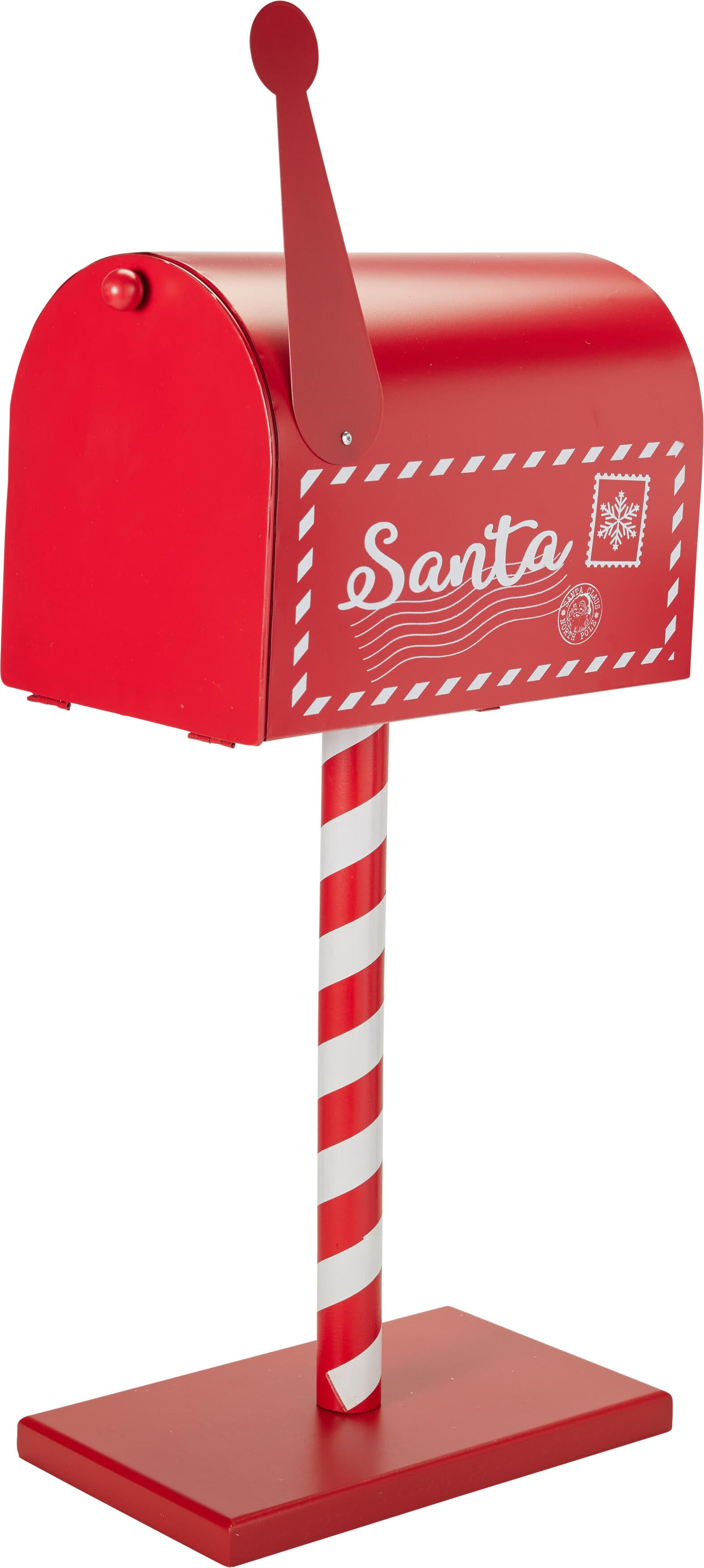 Cutie postala decorativa rosie pentru scrisori Mos Craciun din lemn si metal