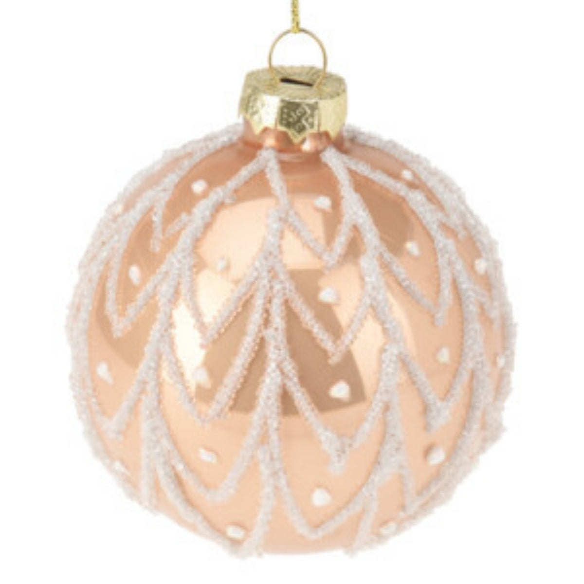Set 12 globuri din sticla, champagne si albe cu sclipici, diametru 8 cm